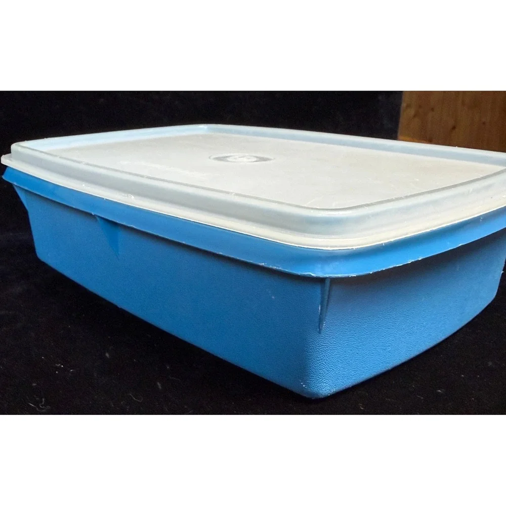 Vintage Tupperware/TupperCraft Blue Stow-Away Organizer Box with Tray 787-4